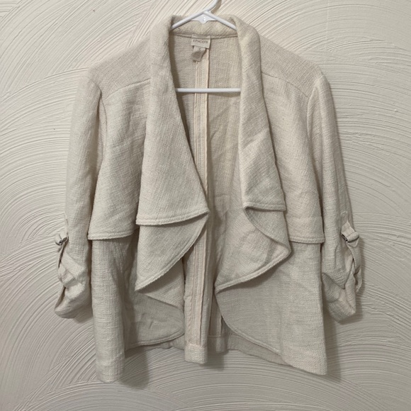 Chico's Sweaters - Chicos cream white blazer like no button up or zip up 60 percent cotton :)